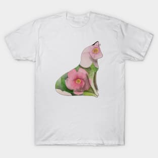 Pretty kitty pink blossom - watercolor painting T-Shirt